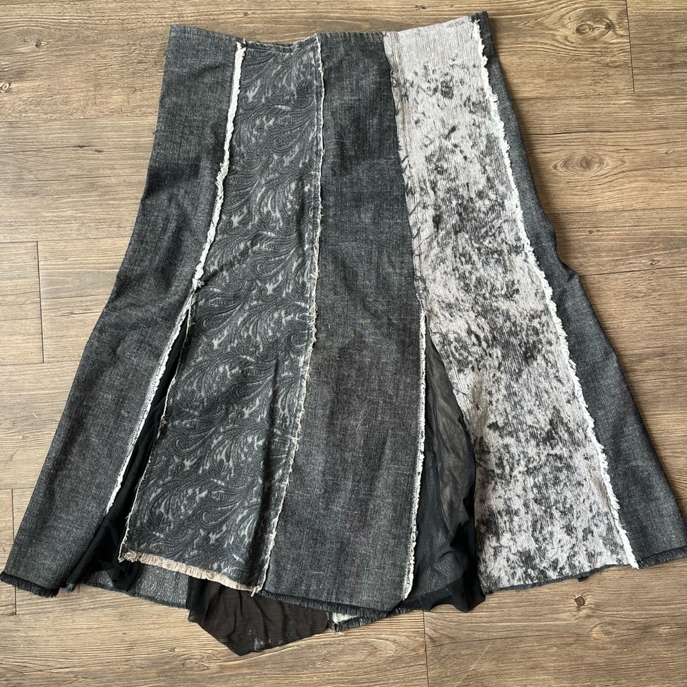 Vintage Patchwork Denim Maxi Skirt